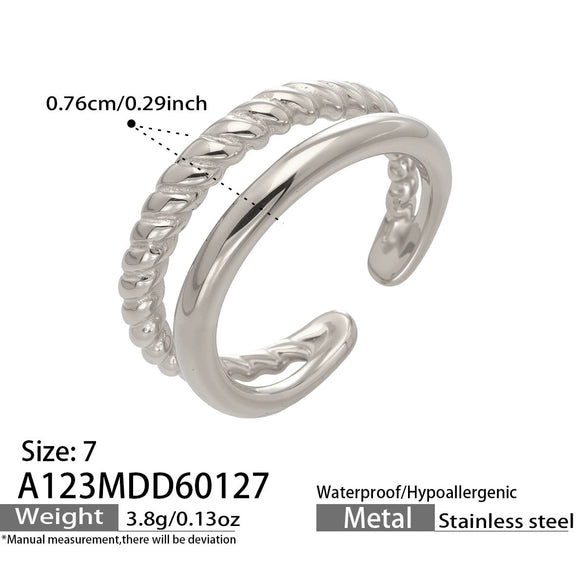 Wholesale Women's Light Luxury Geometric Stainless Steel 18K Gold Plated Open Ring