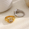 Wholesale Women's Light Luxury Geometric Stainless Steel 18K Gold Plated Ring Hand Jewelry
