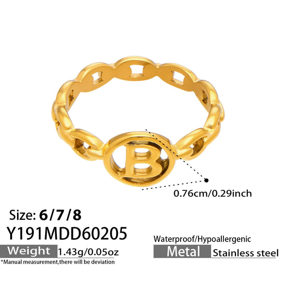 Wholesale Women's Light Luxury Geometric Stainless Steel 18K Gold Plated Ring Set Fashionable Jewelry Accessories