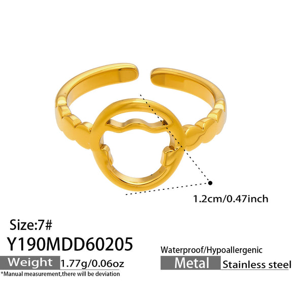 Wholesale Women's Light Luxury Geometric Stainless Steel 18K Gold Plated Ring Set Fashionable Jewelry Accessories