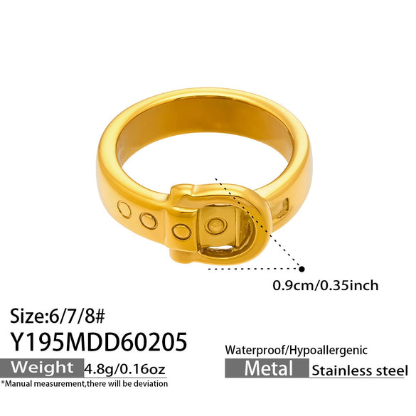 Wholesale Women's Light Luxury Geometric Stainless Steel 18K Gold Plated Ring Set Fashionable Jewelry Accessories