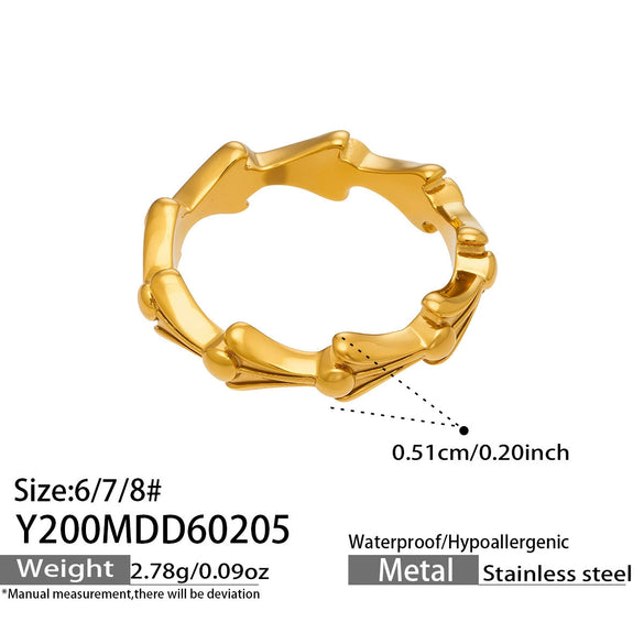 Wholesale Women's Light Luxury Geometric Stainless Steel 18K Gold Plated Ring Set Fashionable Jewelry Accessories