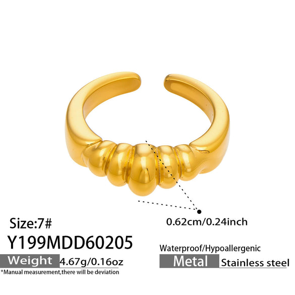 Wholesale Women's Light Luxury Geometric Stainless Steel 18K Gold Plated Ring Set Fashionable Jewelry Accessories
