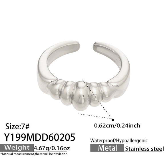 Wholesale Women's Light Luxury Geometric Stainless Steel 18K Gold Plated Ring Set Fashionable Jewelry Accessories