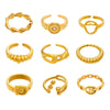 Wholesale Women's Light Luxury Geometric Stainless Steel 18K Gold Plated Ring Set Fashionable Jewelry Accessories