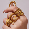 Wholesale Women's Light Luxury Geometric Stainless Steel 18K Gold Plated Ring Set Fashionable Jewelry Accessories