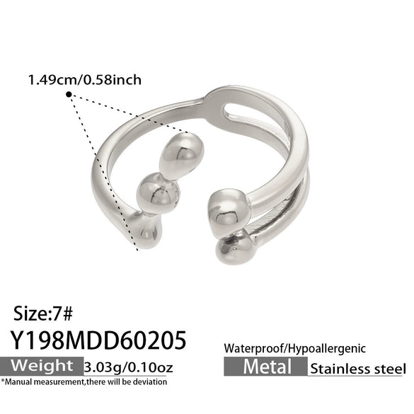 Wholesale Women's Light Luxury Geometric Stainless Steel 18K Gold Plated Ring Set Fashionable Jewelry Accessories