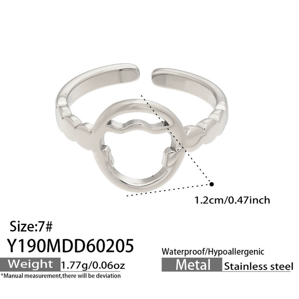 Wholesale Women's Light Luxury Geometric Stainless Steel 18K Gold Plated Ring Set Fashionable Jewelry Accessories