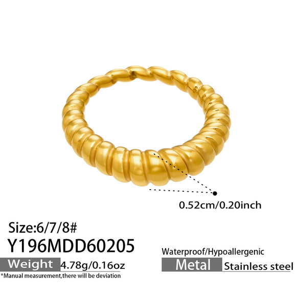 Wholesale Women's Light Luxury Geometric Stainless Steel 18K Gold Plated Ring Set Fashionable Jewelry Accessories