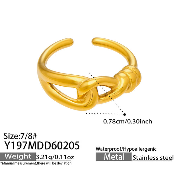Wholesale Women's Light Luxury Geometric Stainless Steel 18K Gold Plated Ring Set Fashionable Jewelry Accessories