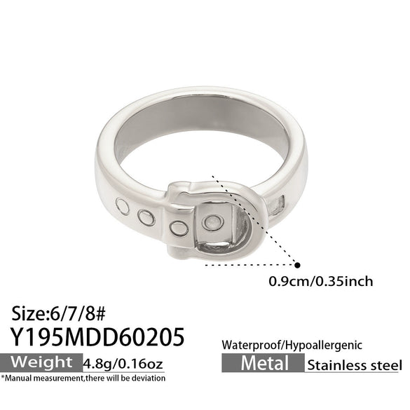 Wholesale Women's Light Luxury Geometric Stainless Steel 18K Gold Plated Ring Set Fashionable Jewelry Accessories