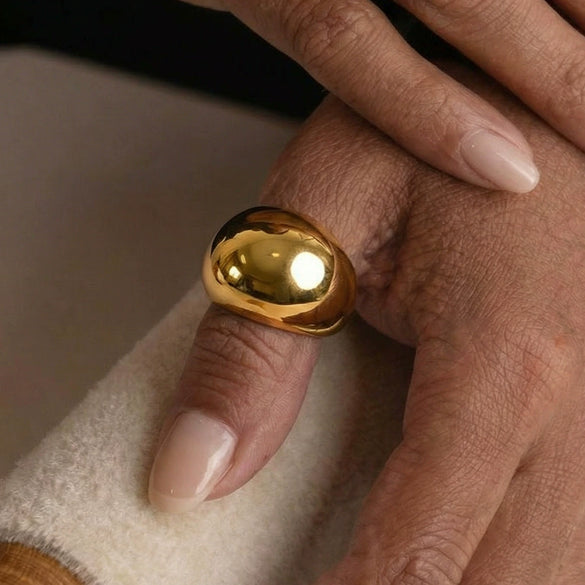 Wholesale Women's Light Luxury Geometric Stainless Steel 18K Gold Plated Ring