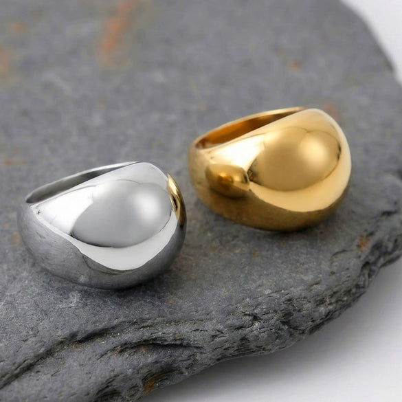 Wholesale Women's Light Luxury Geometric Stainless Steel 18K Gold Plated Ring