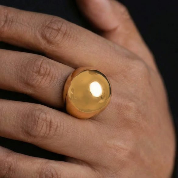 Wholesale Women's Light Luxury Geometric Stainless Steel 18K Gold Plated Ring