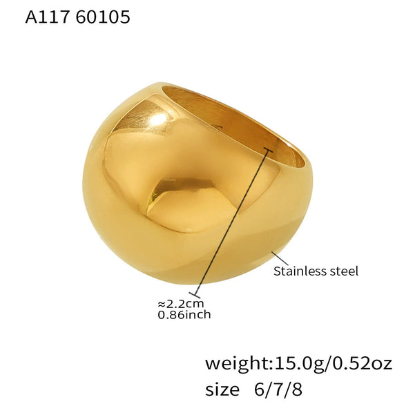 Wholesale Women's Light Luxury Geometric Stainless Steel 18K Gold Plated Ring