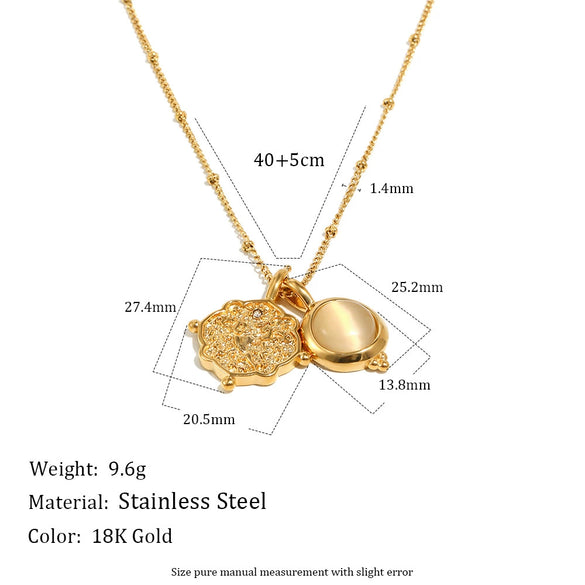 Wholesale Women's Light Luxury Geometric Stainless Steel 18K Goldplated Pendant Necklace