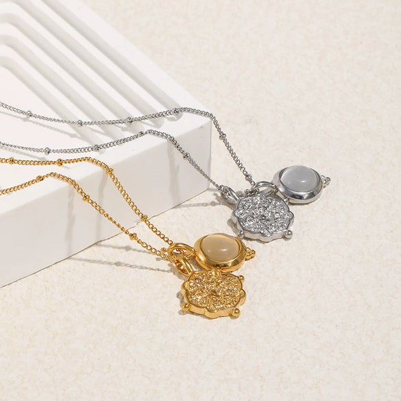 Wholesale Women's Light Luxury Geometric Stainless Steel 18K Goldplated Pendant Necklace