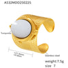 Wholesale Women's Light Luxury Geometric 316L Stainless Steel 18K Real Gold Plated Open Ring