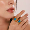 Wholesale Women's Light Luxury Geometric 316L Stainless Steel 18K Real Gold Plated Open Ring