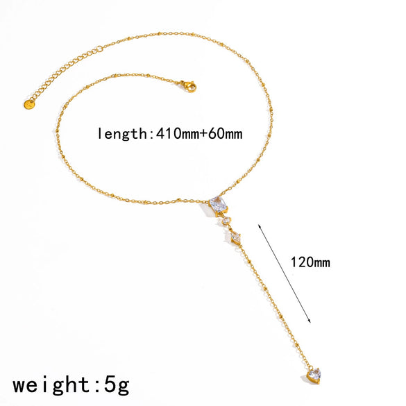 Wholesale Women's Light Luxury Geometric Stainless Steel Necklace With Vacuum Real Gold Plating In Pvd Furnace Oshaped Chain