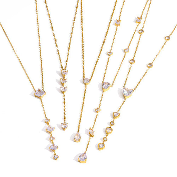 Wholesale Women's Light Luxury Geometric Stainless Steel Necklace With Vacuum Real Gold Plating In Pvd Furnace Oshaped Chain
