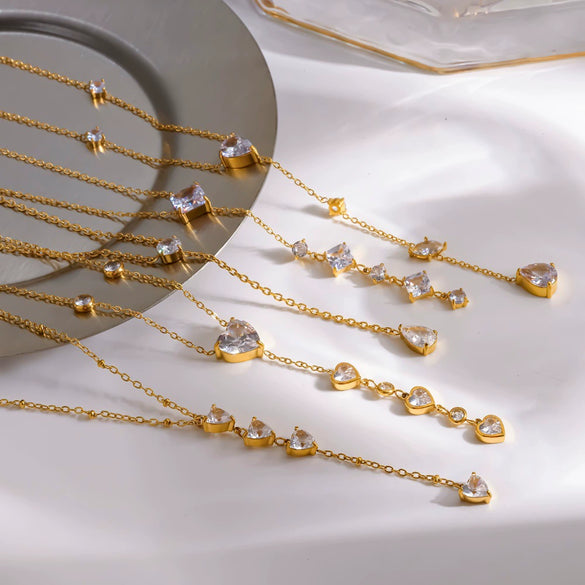 Wholesale Women's Light Luxury Geometric Stainless Steel Necklace With Vacuum Real Gold Plating In Pvd Furnace Oshaped Chain