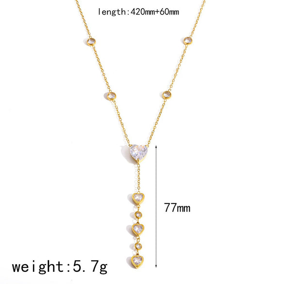 Wholesale Women's Light Luxury Geometric Stainless Steel Necklace With Vacuum Real Gold Plating In Pvd Furnace Oshaped Chain