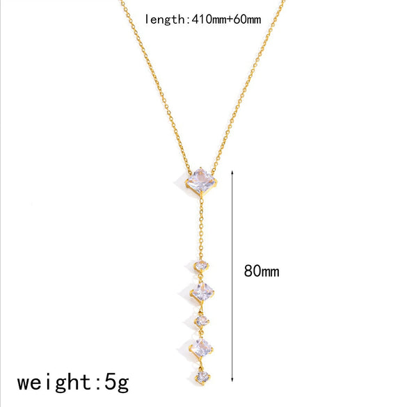 Wholesale Women's Light Luxury Geometric Stainless Steel Necklace With Vacuum Real Gold Plating In Pvd Furnace Oshaped Chain