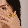Wholesale Women's Light Luxury Geometric Stainless Steel Open Wide Face Buckle Ring With 18K Gold Plated Electroplating