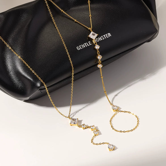 Wholesale Women's Light Luxury Geometric Stainless Steel Oshaped Chain Necklace And Bracelet Set With Pvd Furnace Vacuum Real Gold Plating