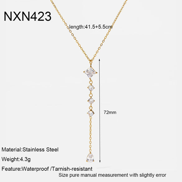 Wholesale Women's Light Luxury Geometric Stainless Steel Oshaped Chain Necklace And Bracelet Set With Pvd Furnace Vacuum Real Gold Plating
