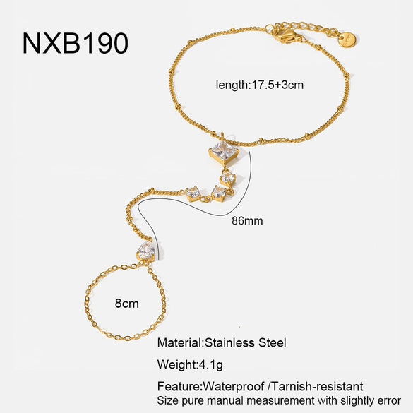 Wholesale Women's Light Luxury Geometric Stainless Steel Oshaped Chain Necklace And Bracelet Set With Pvd Furnace Vacuum Real Gold Plating