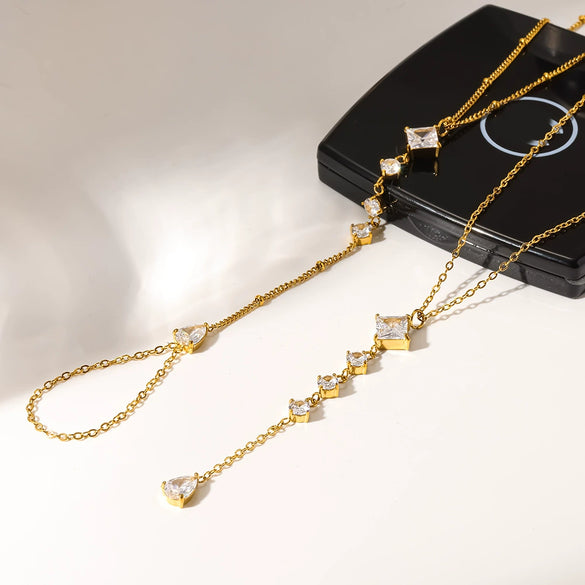 Wholesale Women's Light Luxury Geometric Stainless Steel Oshaped Chain Necklace And Bracelet Set With Pvd Furnace Vacuum Real Gold Plating
