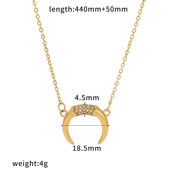 Wholesale Women's Light Luxury Geometric Stainless Steel Oshaped Chain Necklace With Diamonds And Zircon Vacuum Real Gold Plated