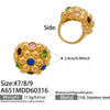 Wholesale Women's Light Luxury Geometric Stainless Steel Oval Pomegranateshaped 18K Gold Plated Ring Accessories