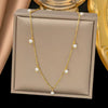Wholesale Women's Light Luxury Geometric Stainless Steel Pearl Necklace With 18K Gold Plating And Oshaped Chain