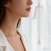 Wholesale Women's Light Luxury Geometric Stainless Steel Pearl Necklace With 18K Gold Plating And Oshaped Chain