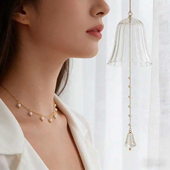 Wholesale Women's Light Luxury Geometric Stainless Steel Pearl Necklace With 18K Gold Plating And Oshaped Chain
