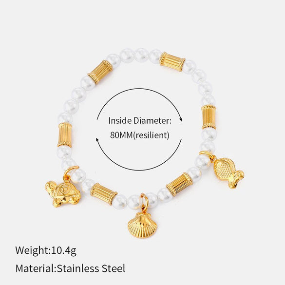 Wholesale Women's Light Luxury Geometric Stainless Steel Pearl Necklace With Polished Plating