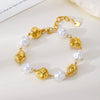 Wholesale Women's Light Luxury Geometric Stainless Steel Pearl Necklace With Polished Plating