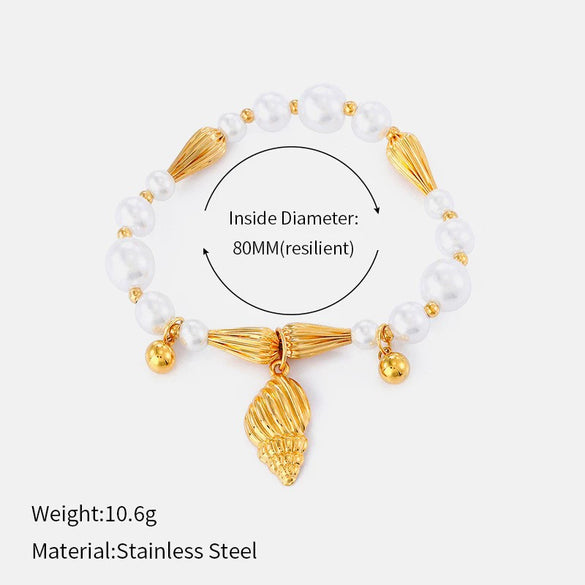Wholesale Women's Light Luxury Geometric Stainless Steel Pearl Necklace With Polished Plating