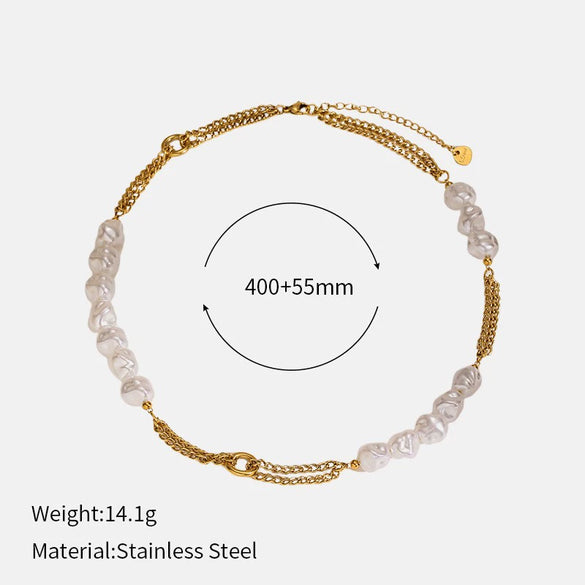 Wholesale Women's Light Luxury Geometric Stainless Steel Pearl Necklace With Polished Plating