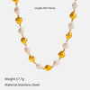 Wholesale Women's Light Luxury Geometric Stainless Steel Pearl Necklace With Polished Plating