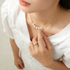 Wholesale Women's Light Luxury Geometric Stainless Steel Pearl Pendant Necklace With Electroplating And Paperclip Chain
