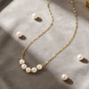 Wholesale Women's Light Luxury Geometric Stainless Steel Pearl Pendant Necklace With Electroplating And Paperclip Chain