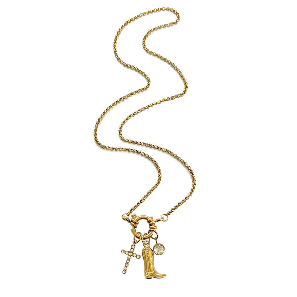 Wholesale Women's Light Luxury Geometric Stainless Steel Polished Plating Cross Boot Pendant Necklace