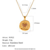 Wholesale Women's Light Luxury Geometric Stainless Steel Pvd Furnace Vacuum Real Gold Plated Hammered Texture Square Pink Diamond Heart Pendant Necklace