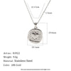 Wholesale Women's Light Luxury Geometric Stainless Steel Pvd Furnace Vacuum Real Gold Plated Hammered Texture Square Pink Diamond Heart Pendant Necklace
