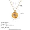 Wholesale Women's Light Luxury Geometric Stainless Steel Pvd Furnace Vacuum Real Gold Plated Hammered Texture Square Pink Diamond Heart Pendant Necklace