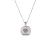 Wholesale Women's Light Luxury Geometric Stainless Steel Pvd Furnace Vacuum Real Gold Plated Hammered Texture Square Pink Diamond Heart Pendant Necklace